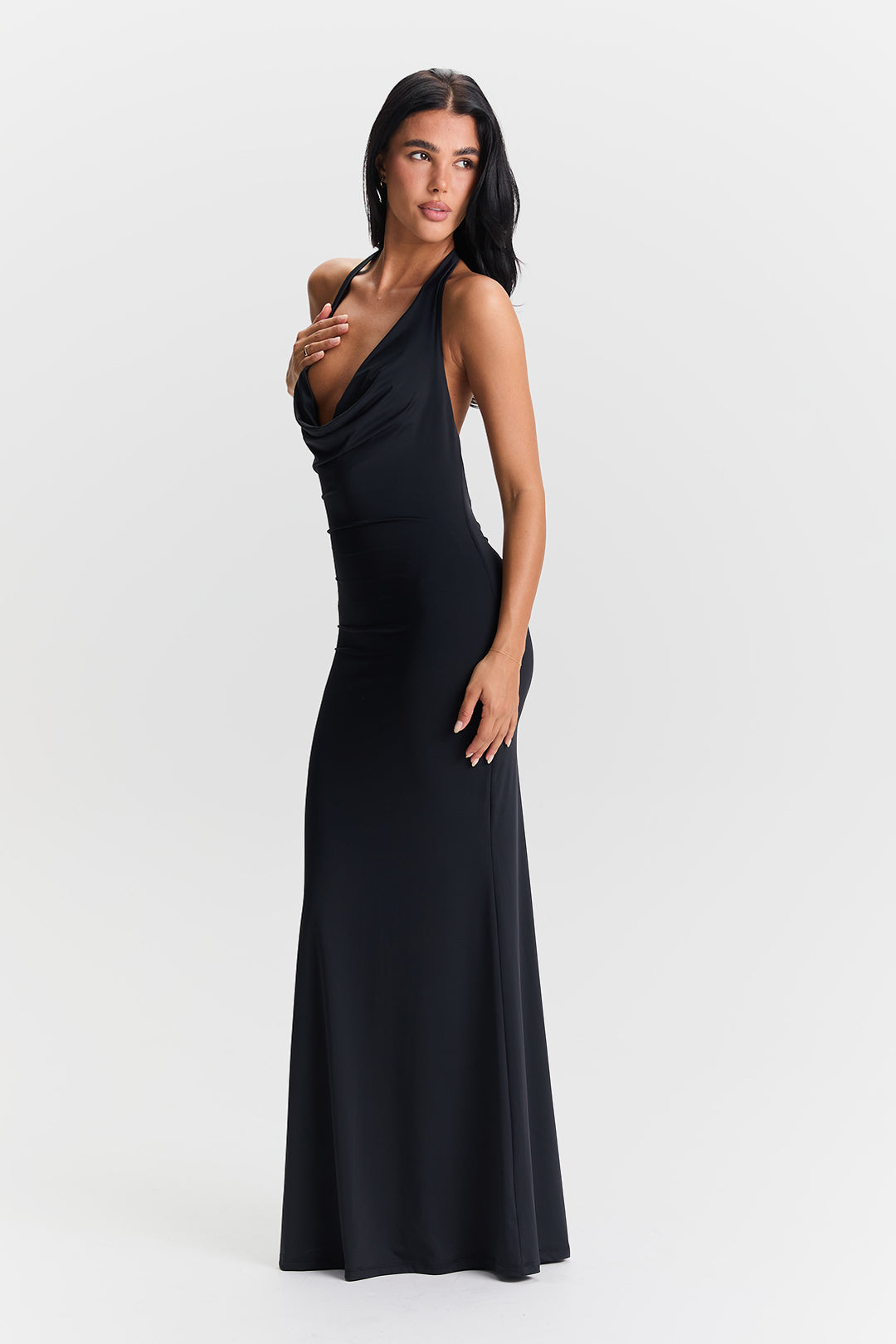 Valeria | Cowl Neck Open-Back Maxi Dress