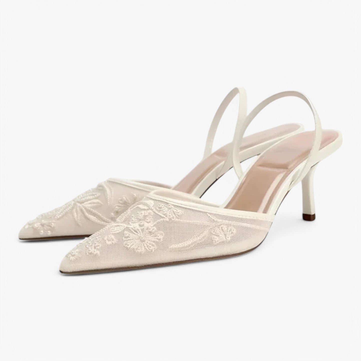 Embroidered Elegance | Floral Net Heels
