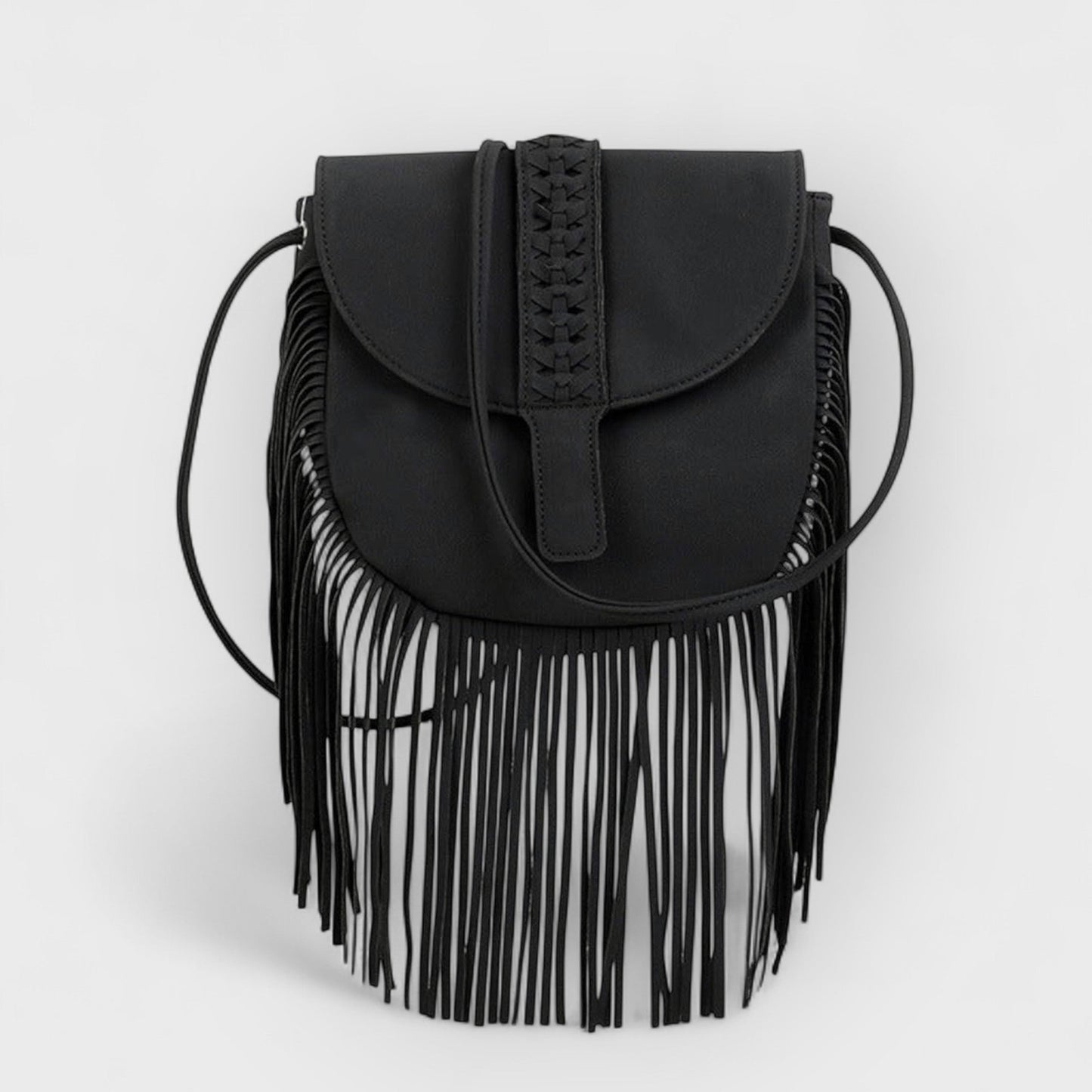 Leah | Woven Leather Tassel Crossbody Bag
