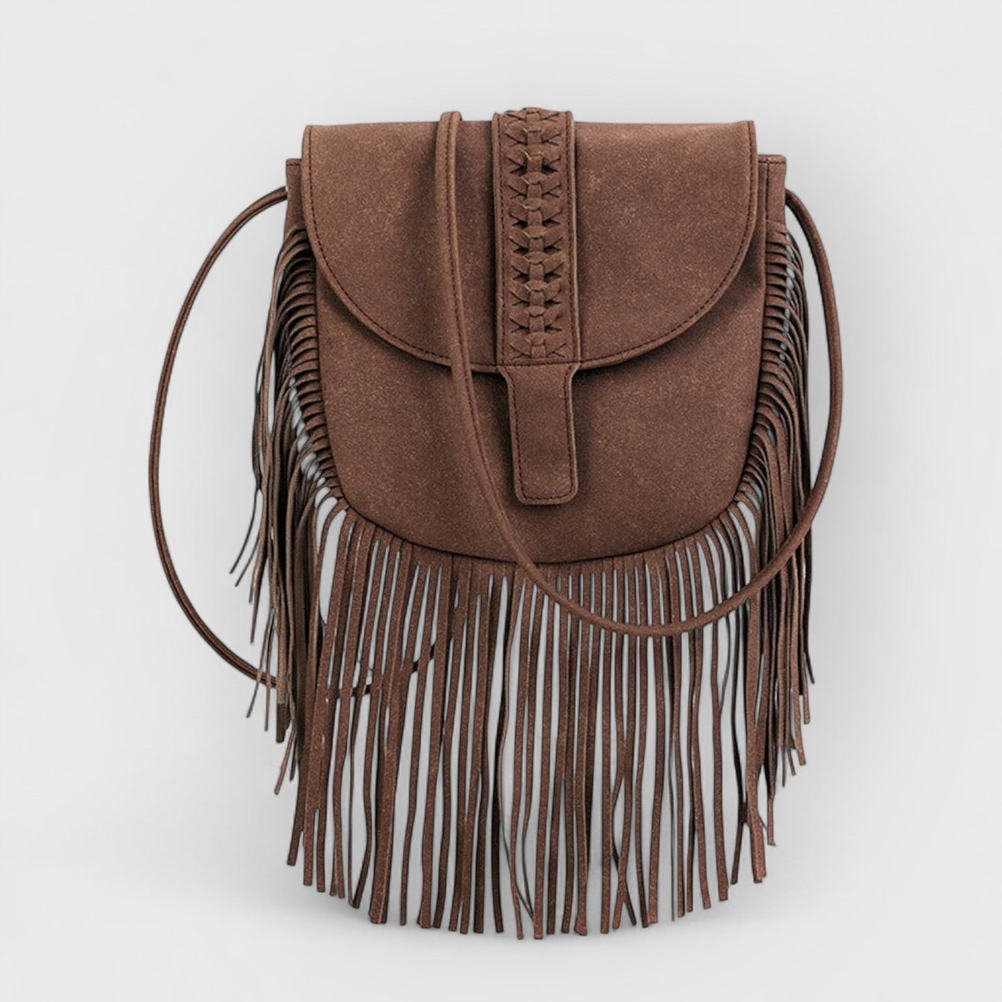 Leah | Woven Leather Tassel Crossbody Bag