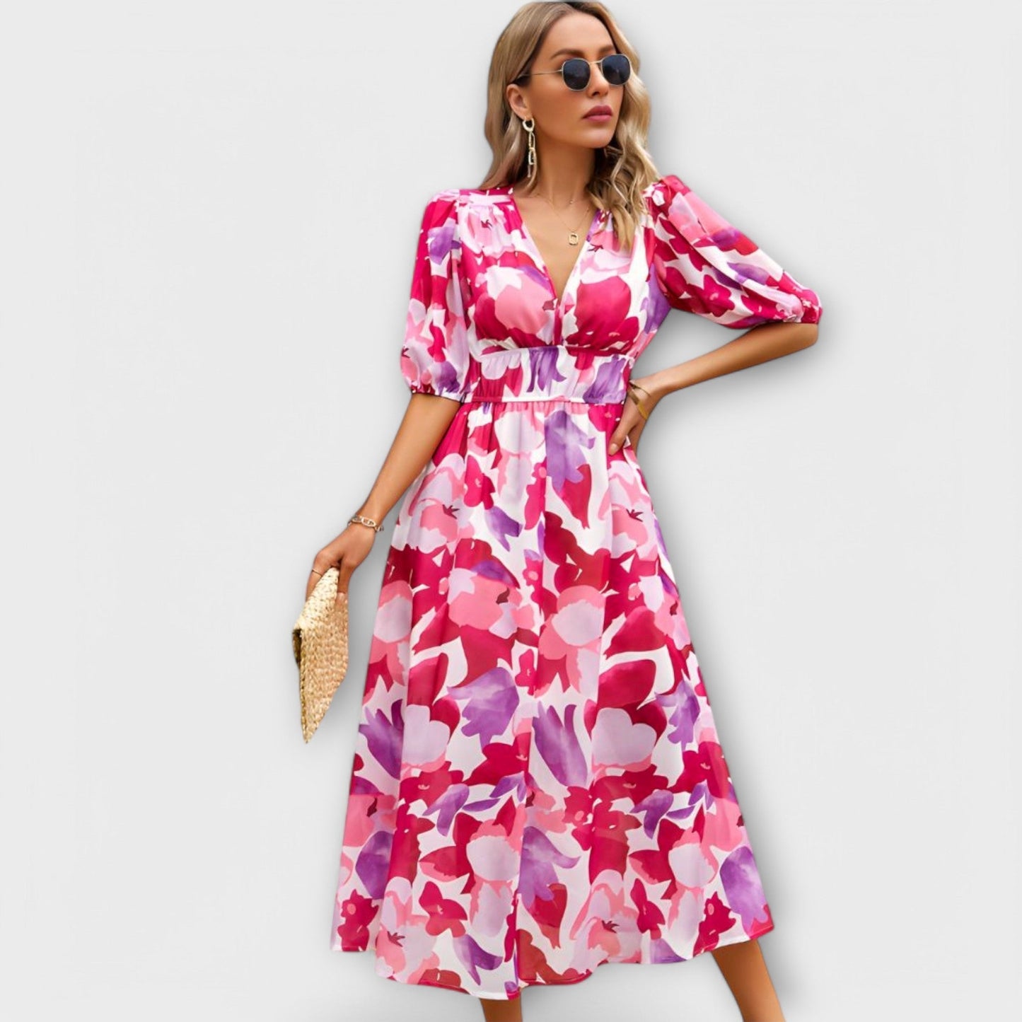 Naya | Abstract Print Puff Sleeve Maxi Dress
