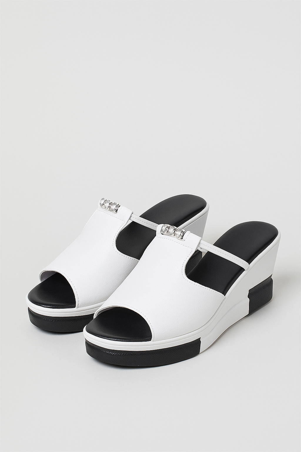Arianna | Elegant Wedge Sandals with Jewel Accent and Two-Tone Sole