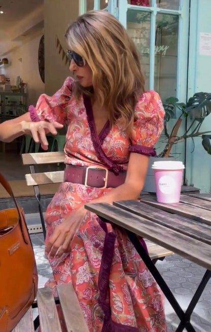 Elegant Pink Short Sleeve Midi Dress