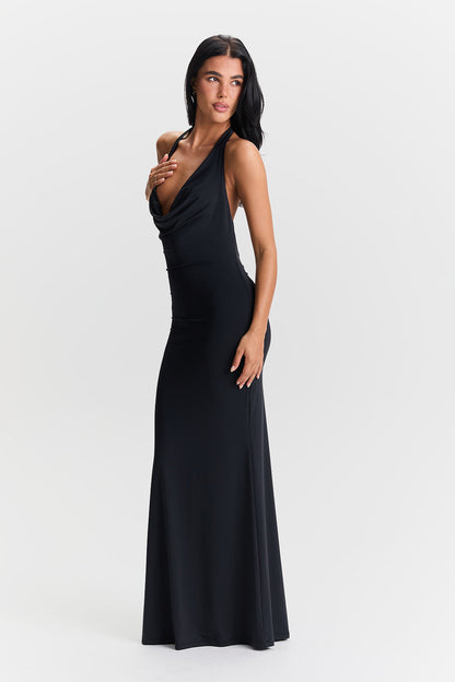 Valeria | Cowl Neck Open-Back Maxi Dress