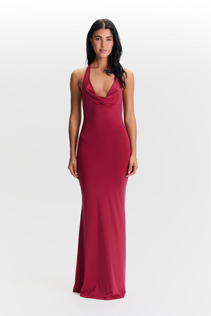 Valeria | Cowl Neck Open-Back Maxi Dress