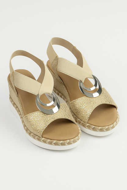 Briella | Boho-Inspired Platform Sandals with Metallic Accent