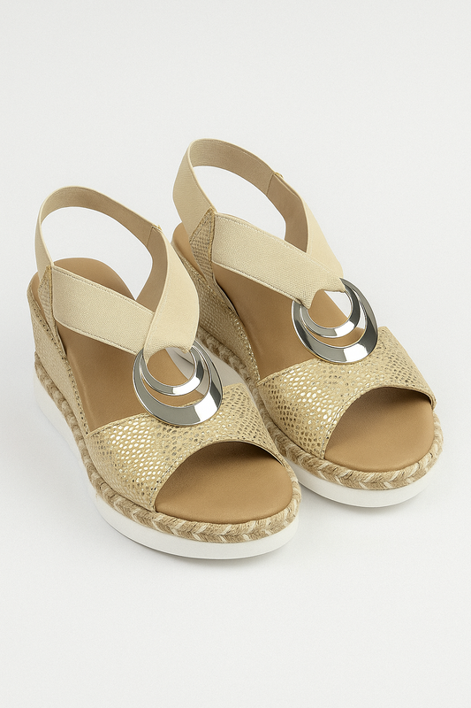Briella | Boho-Inspired Platform Sandals with Metallic Accent