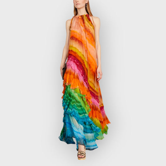 Iris | Multi-Tone Ruffle Maxi Gown