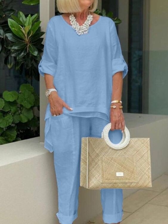 Sofia | Round Neck Two-Piece Casual Suit